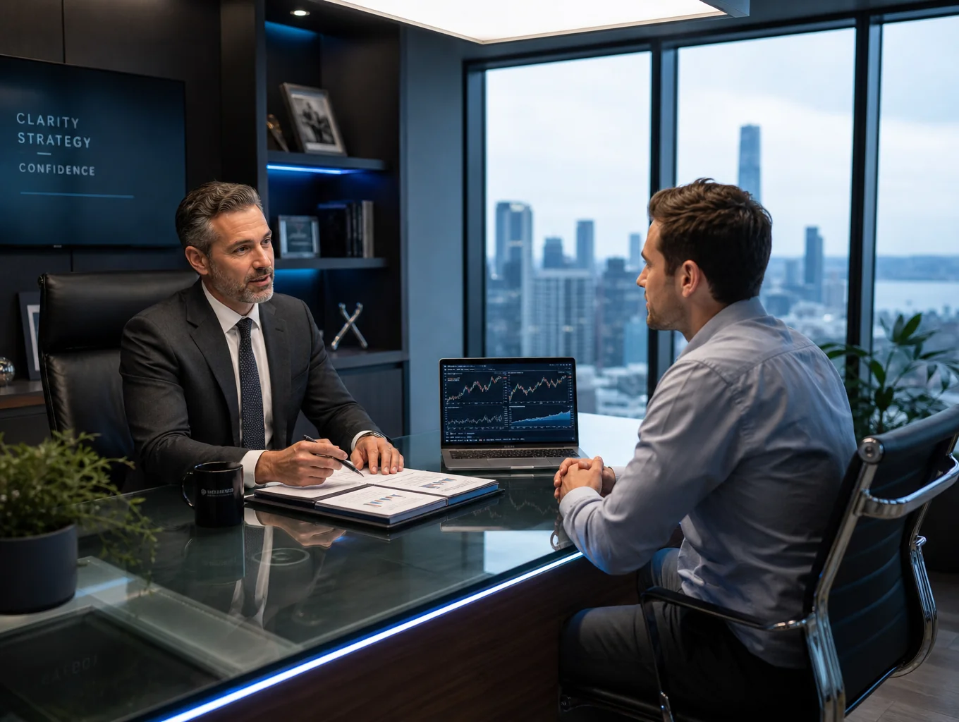 Settleogy financial advisors reviewing debt settlement documents in New Delhi